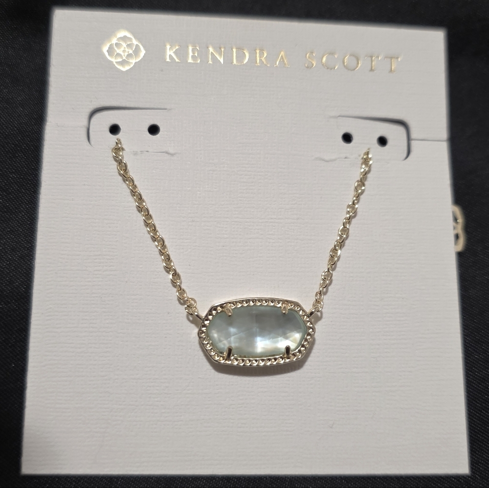 Kendra Scott Elisa Gold Pendant Necklace in Light Blue Illusion